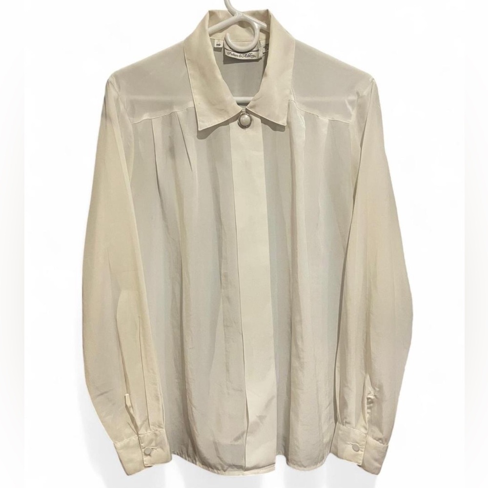 Vintage Peters & Ashley Sheer Ivory Button-Up Blouse Size 10